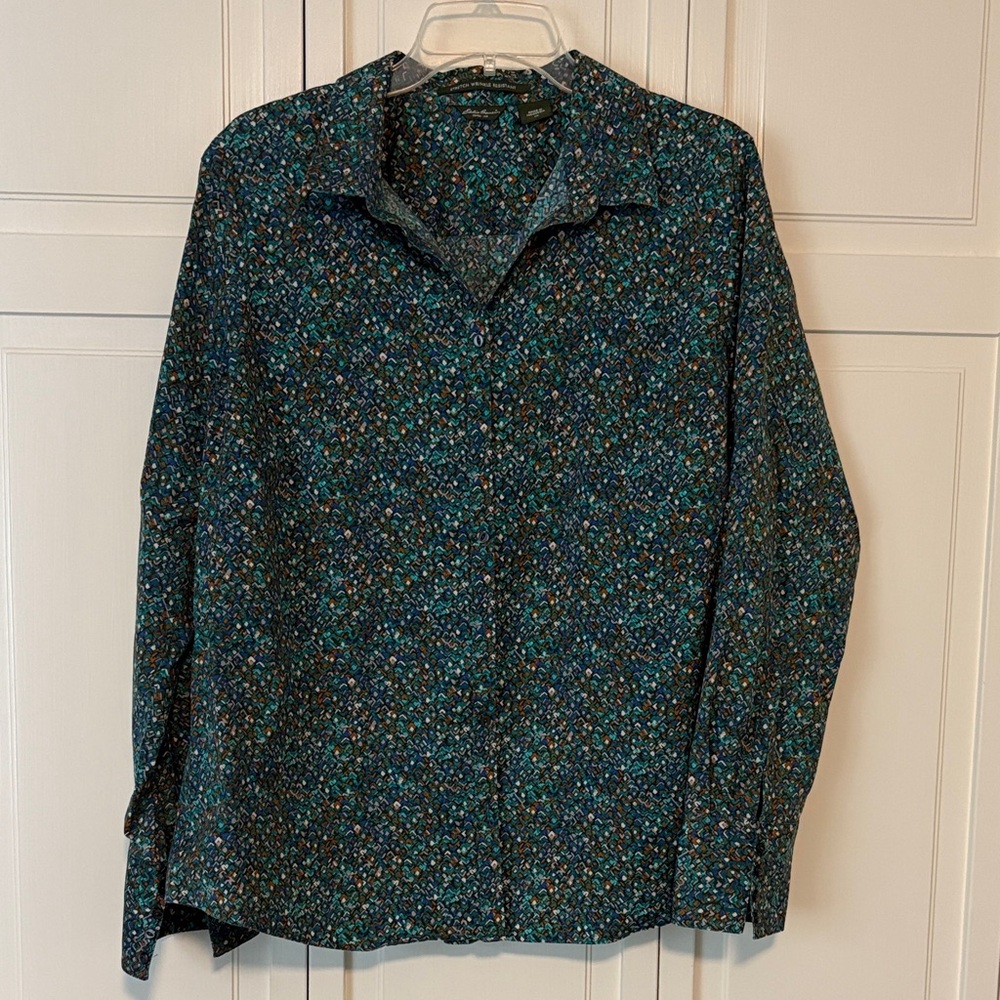 Eddie Bauer Women’s Multicolor Teal Button Down Shirt XL